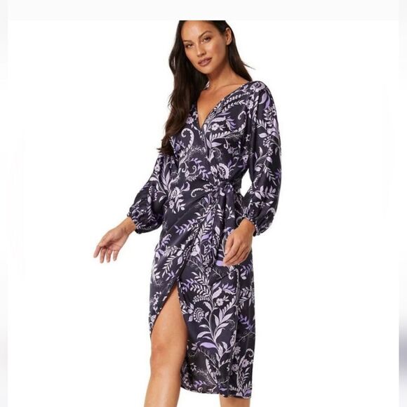 NWT MISA Los Angeles Sylvia Floral Wrap Midi Dress Size Small - Picture 1 of 8